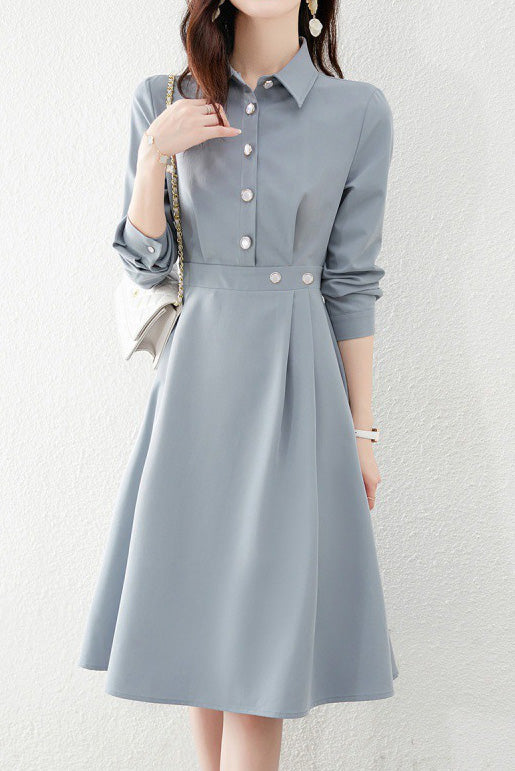 Fashionable Waist-Slimming Shirt Dress - liwisi