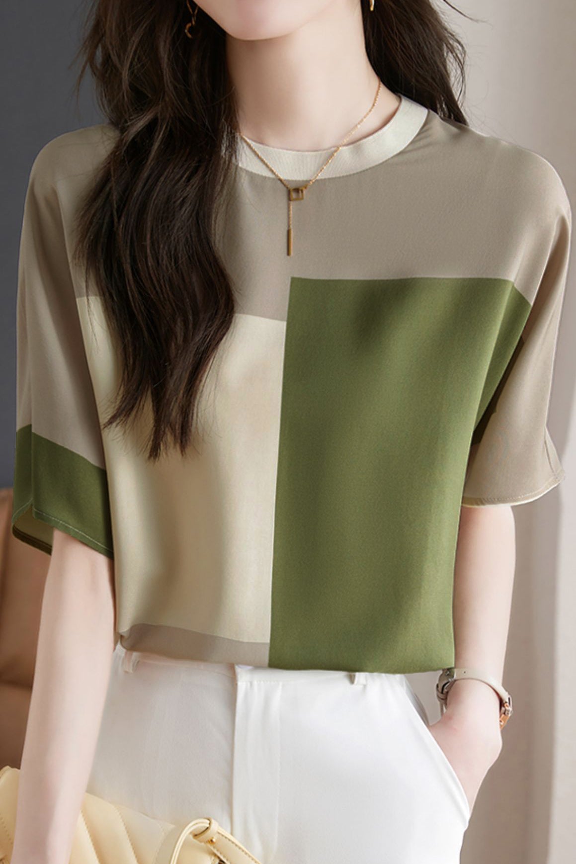Stylish Color-blocked T-shirt - liwisi