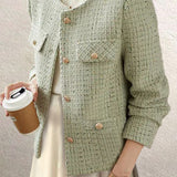 Refined Versatile Retro Tweed Outerwear