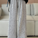 Lazy Relaxed Diagonal Striped Fleece-Lined Wide-Leg Pants - liwisi