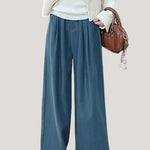 Casual High-Waist Draped Wide-Leg Denim Pants - liwisi