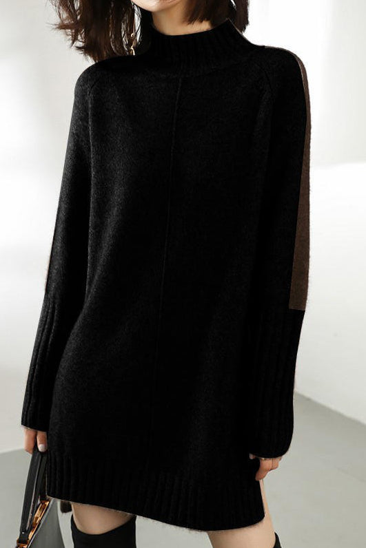 Half turtleneck color-blocked dress - liwisi