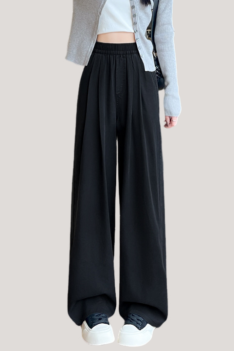Casual High-Waist Draped Wide-Leg Denim Pants - liwisi