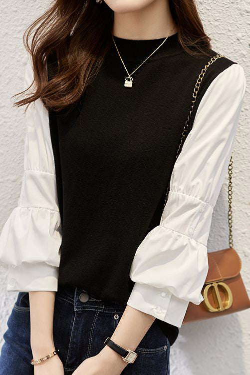 Minimalist Knit Patchwork Shirt - liwisi
