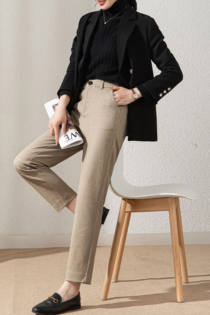 Casual Wool Straight Leg Pants - liwisi