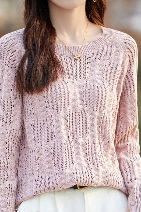 Casual Round Neck Open Knit - 6 Colors Available - liwisi