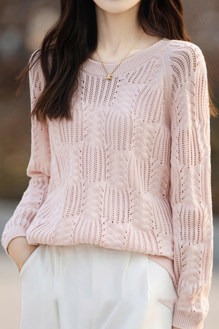 Casual Round Neck Open Knit - 6 Colors Available - liwisi