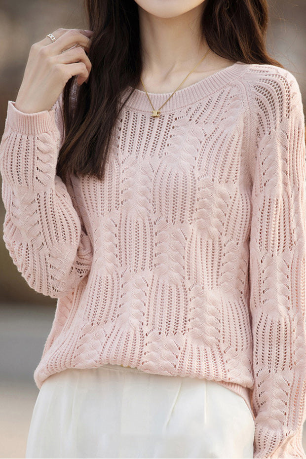 Casual Round Neck Open Knit - 6 Colors Available - liwisi