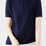 Simple Design Half Zip Knit Top - 4 Colors Available - liwisi