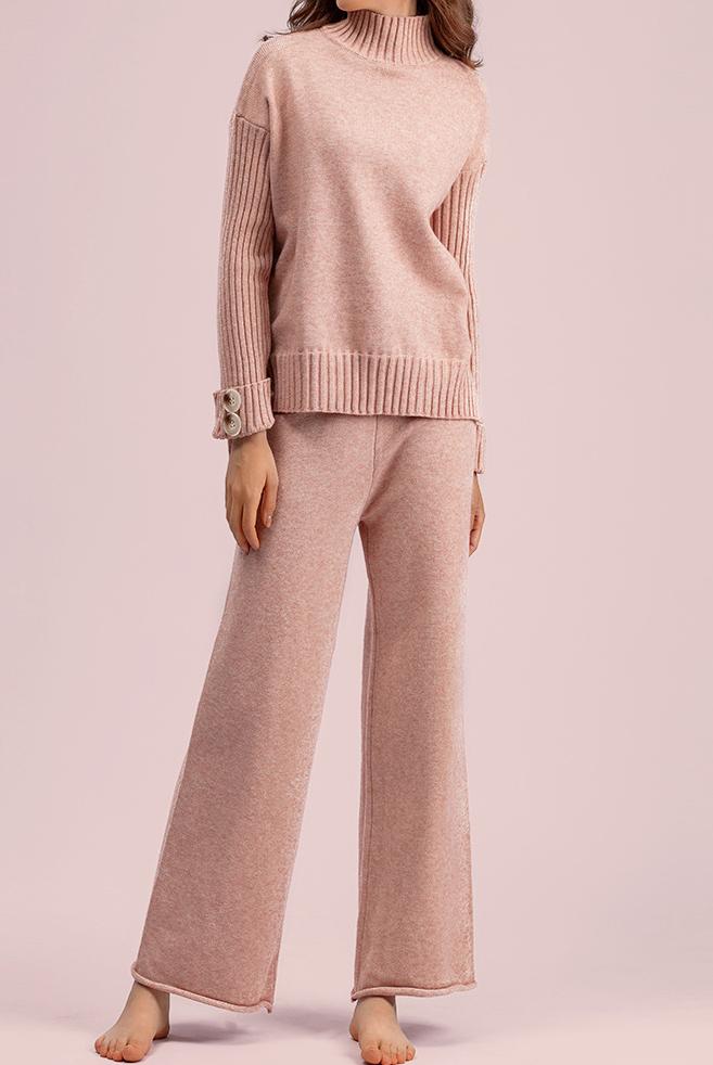 Loose half turtleneck sweater two-piece set - liwisi