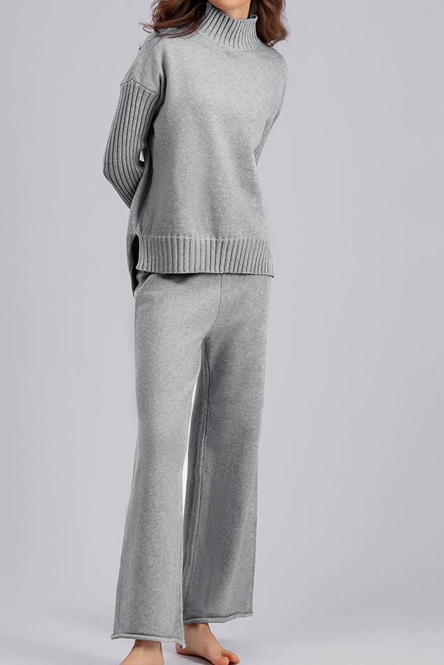 Loose half turtleneck sweater two-piece set - liwisi