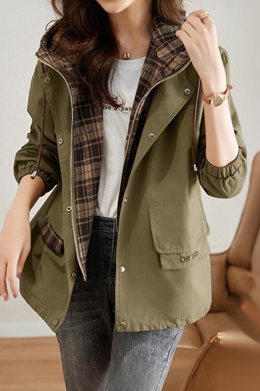 Vintage Faux Two-piece Plaid Coat - liwisi