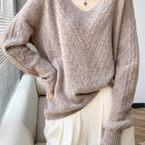 Lightweight Long Sleeve Hollow-Out Pullover Knit Top - liwisi