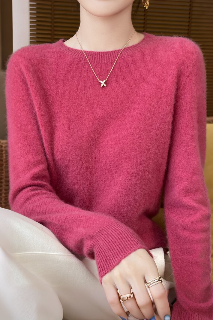 Solid-color round-neck base layer shirt - liwisi