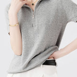 Simple Design Half Zip Knit Top - 4 Colors Available - liwisi