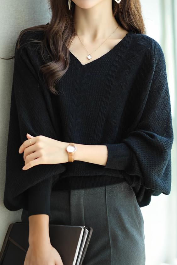 Low Neck Loose Knit Sweater - liwisi