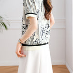 ラウンドネックデジタルプリントTシャツ - liwisi