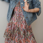 ステンカラーステッチ装飾デニムショートジャケット 2色入 - liwisi