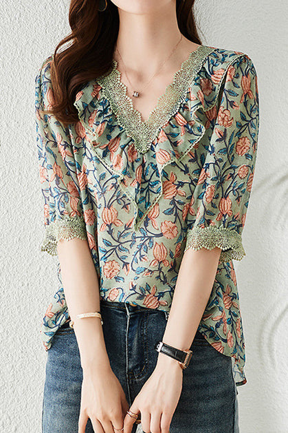 lace floral pattern tops 花柄レーストップス