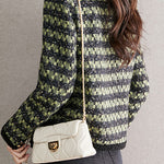 シャネル風Vネック配色チェックツイードジャケット 裏地付 - liwisi