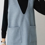 プランジングネックロングシフトジャンパースカート 6色入 - liwisi