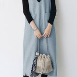 プランジングネックロングシフトジャンパースカート 6色入 - liwisi