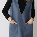 プランジングネックロングシフトジャンパースカート 6色入 - liwisi