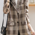 バックスリットチェックテーラードジャケット 裏地付 - liwisi