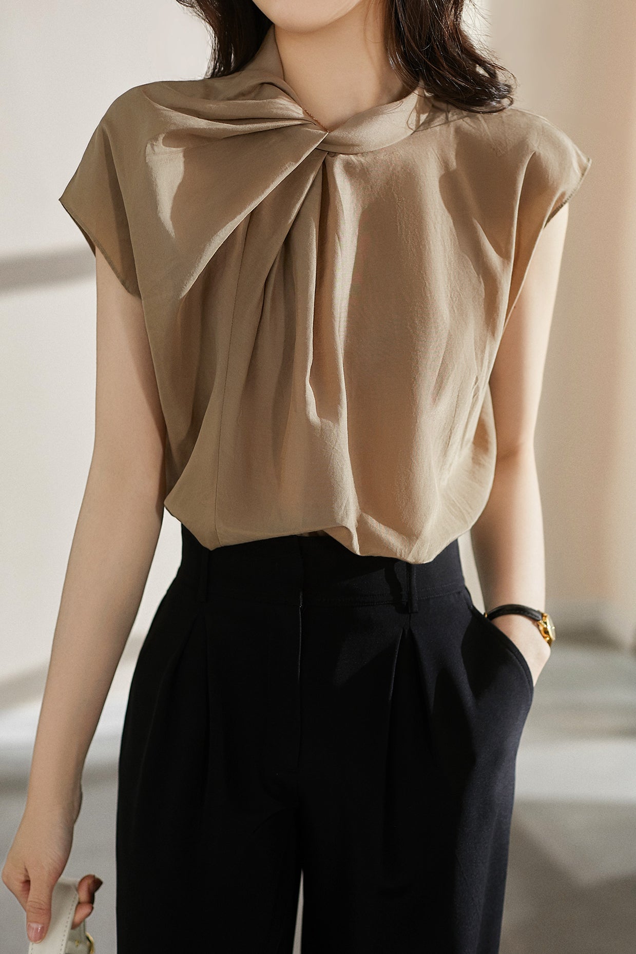 drape tuck elegant blouse