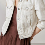 ステンカラーステッチ装飾デニムショートジャケット 2色入 - liwisi