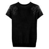 肩見せ刺繍チュール切替ボトルネックニットトップス 3色入 - liwisi