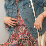 ステンカラーステッチ装飾デニムショートジャケット 2色入 - liwisi