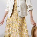 ステンカラーステッチ装飾デニムショートジャケット 2色入 - liwisi