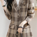 バックスリットチェックテーラードジャケット 裏地付 - liwisi