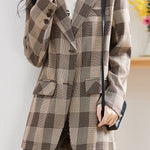 バックスリットチェックテーラードジャケット 裏地付 - liwisi