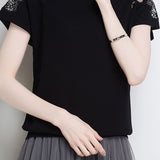 肩見せ刺繍チュール切替ボトルネックニットトップス 3色入 - liwisi