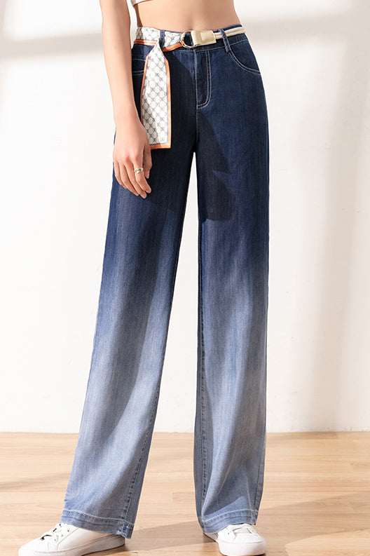 Gradient long denim pants in 2 colors