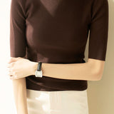 ボトルネック半袖ベーシックニットトップス 11色入 - liwisi