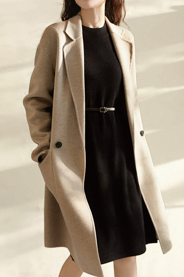 モックネックベルテッドパフスリーブロングニットワンピース 4色入 - liwisi