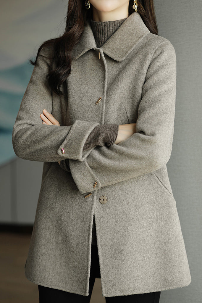 ステンカラーターンナップカフスメルトンコート 裏地付 3色入 - liwisi