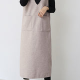 プランジングネックロングシフトジャンパースカート 6色入 - liwisi