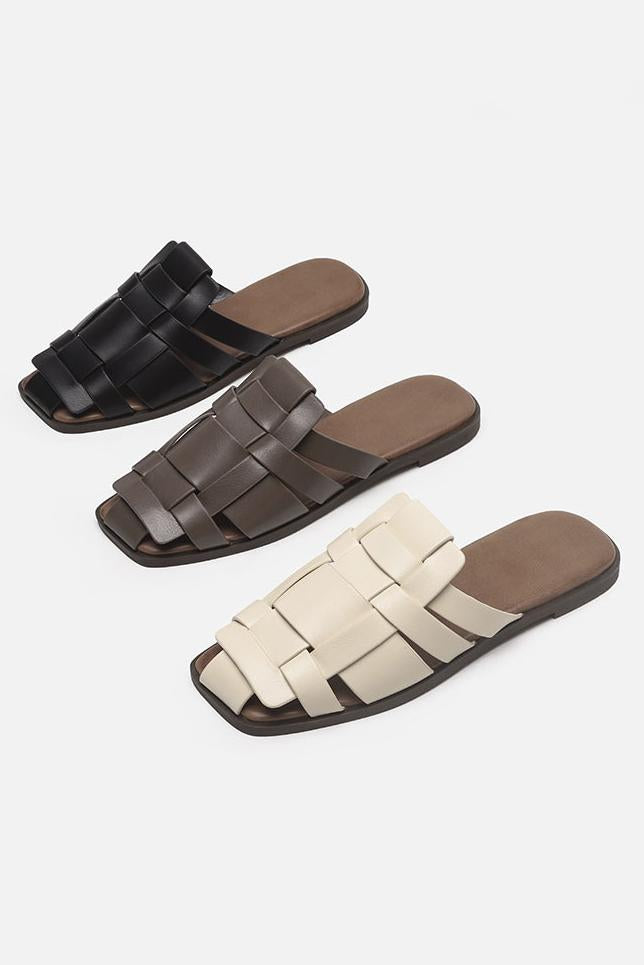 編み模様レザースリッパサンダル 3色入 - liwisi