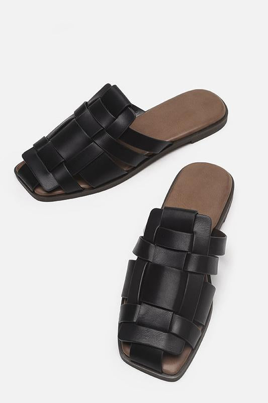 編み模様レザースリッパサンダル 3色入 - liwisi