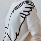 立体鳩インターシャ切替ニットトップス 3色入 - liwisi