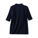 ボトルネック半袖ベーシックニットトップス 11色入 - liwisi
