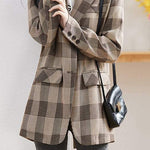 バックスリットチェックテーラードジャケット 裏地付 - liwisi