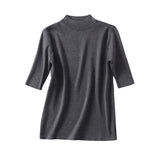 ボトルネック半袖ベーシックニットトップス 11色入 - liwisi