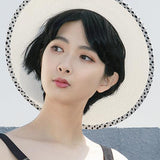 ドットテープ装飾カンカン帽子 2色入 - liwisi