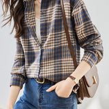 Casual Loose Flannel Check Long Sleeve Shirt - liwisi