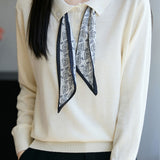 French Fashion Knit Top with Tie - liwisi